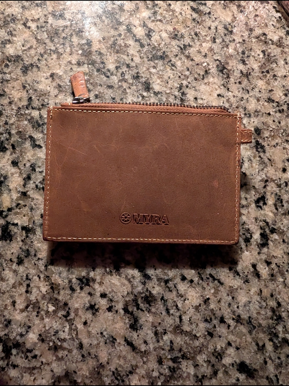 Myra Bag White & Brown Speckled Haircalf Wallet with Leather Trim - Picture 2 of 3
